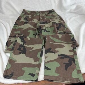 Woodland Camo Cargo Pants 15y Y2K Streetwear Gorpcore‎ Tactical Utility BDU EUC